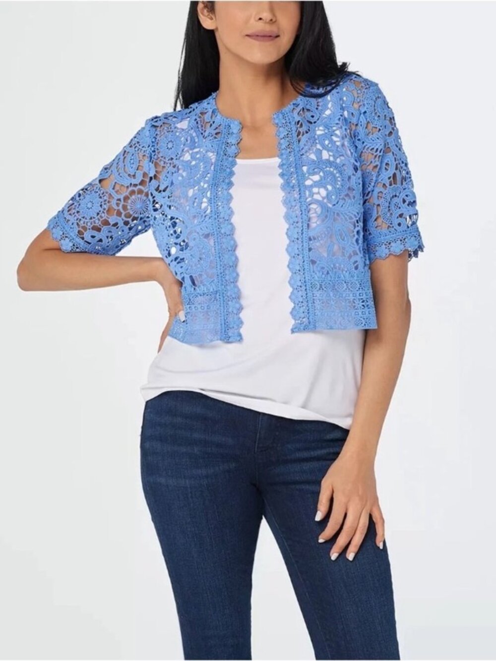 Isaac Mizrahi Live! Lace Cropped Shrug